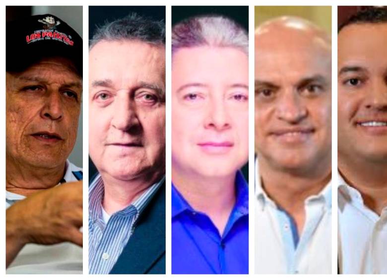 De izquierda a derecha: Germán Blanco, Óscar Darío Pérez, Nicolás Echeverri, Mauricio Parodi y Daniel Restrepo Carmona. FOTO: EL COLOMBIANO y cortesía