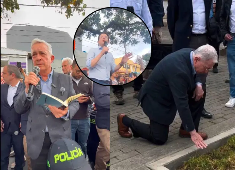 Álvaro Uribe estuvo en El Golfito, donde fue atacado Miguel Uribe Turbay el pasado 7 de junio. Fotos: redes sociales