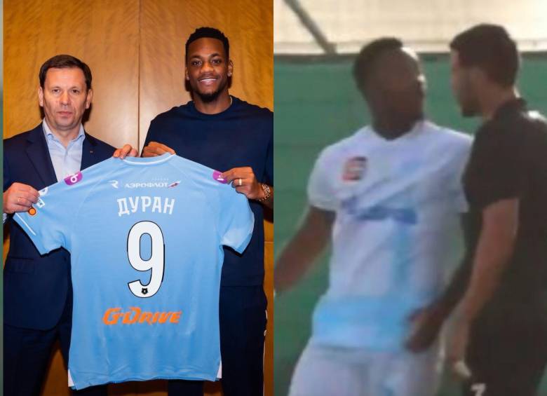 Jhon Jáder Durán fue titular en el amistoso del Zenit ante el Krasnodar en Dúbai. Fotos: @Zenit y Captura de video. 