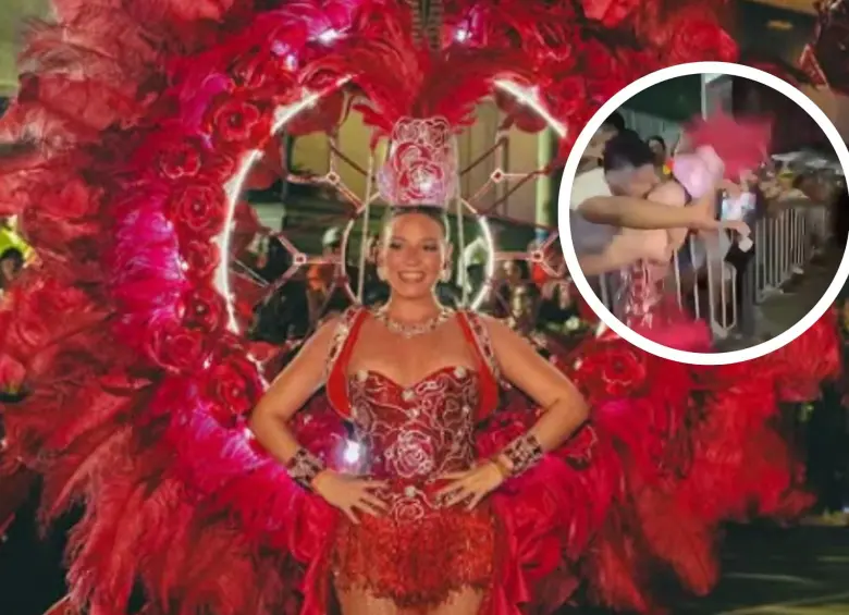 La reina del Carnaval de Barranquilla Michelle Char fue agredida en la fiesta de la Guacherna. Foto: Redes sociales/Captura de video.