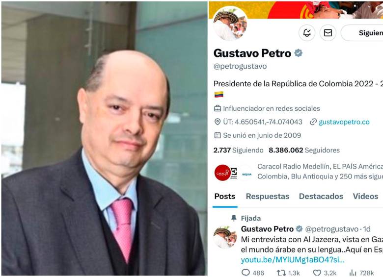 Enrique Vargas Lleras pide a X Corp. revisar la cuenta de X del presidente Gustavo Petro. FOTOS: Tomadas de X @EnriqueVargasLl y @petrogustavo