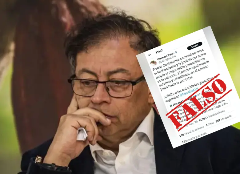 El presidente Petro nunca publicó declaraciones a favor de Freddy Castellanos. Foto: COLPRENSA/El COLOMBIANO