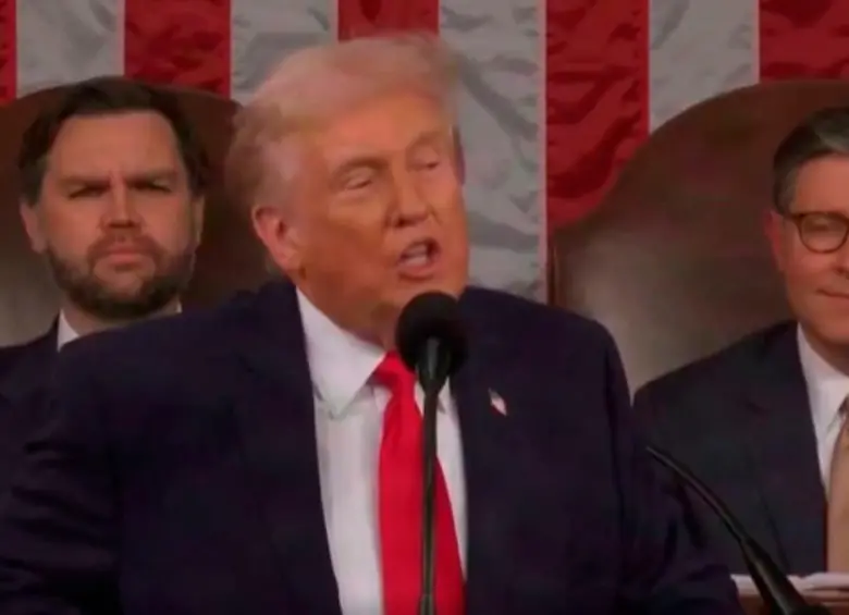 Donald Trump durante su discurso del Estado de la Unión de este martes. FOTO: Captura de video