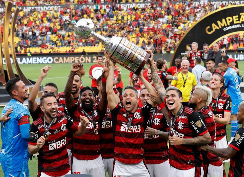 Flamengo celebrando el título de la Libertadores. FOTO EFE