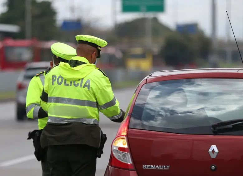Fotografía para ilustrar un retén de vehículos hecho por la Policía. FOTO: EL COLOMBIANO
