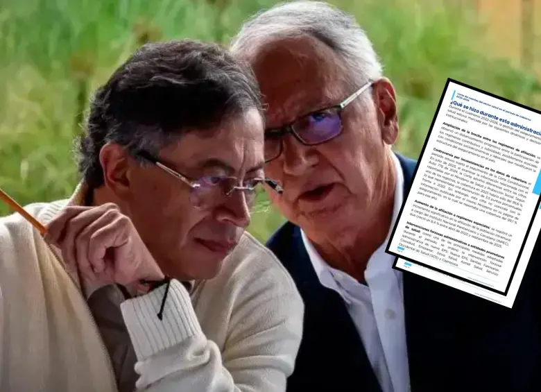 El presidente Petro junto a su ministro de Salud, Guillermo Alfonso Jaramillo. Foto: Colprensa.
