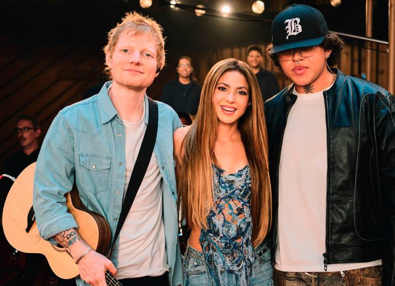 Ed Sheeran, Shakira y Beéle interpretan una nueva versión de Hips don’t lie para el especial Spotify Anniversaries de Shakira en esta plataforma. FOTO Cortesía Spotify y Sony Music