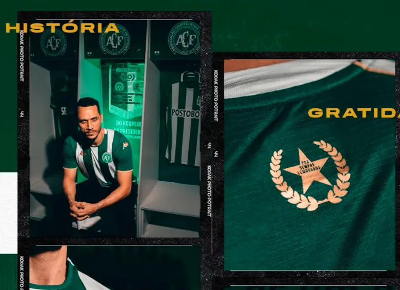 La camiseta de Chapecoense en 2026 será parecida a la que utilizó Nacional en la Sudamericana del 2016. Foto: tomada del x de @ChapecoenseReal