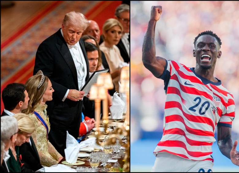 Donald Trump y Folarin Balogun. FOTOS: X Donald Trump y USNTM
