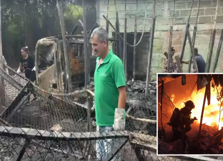 Así quedó la bodega tras el fuerte incendio que sufrió en la madrugada de este viernes. FOTO: Cortesía e imagen tomada de redes