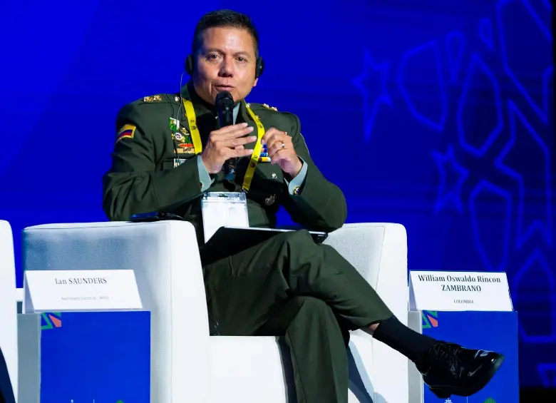 El director de la Policía, general William Oswaldo Rincón Zambrano, durante su participación en la Asamblea General de Interpol en Marruecos. FOTO: CORTESÍA DE LA POLICÍA.