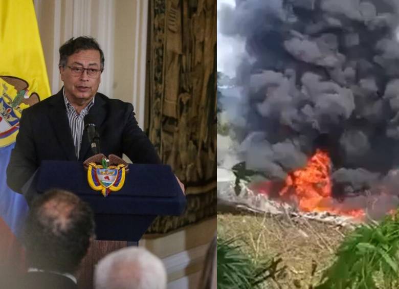 Gustavo Petro reaccionó al accidente del avión militar en Putumayo y pidió acelerar la modernización de las Fuerzas Armadas. FOTO: Colprensa, captura de video. 