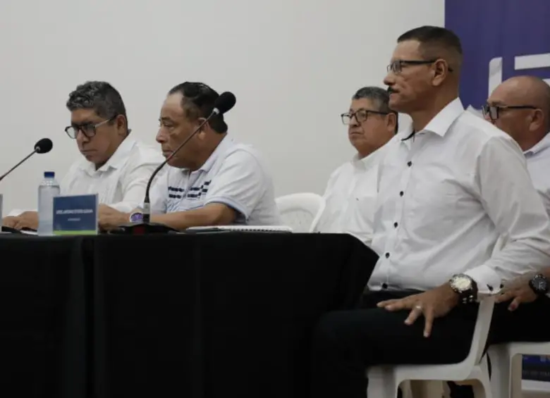 Los cinco exjefes son Abelardo Caicedo Colorado, Uriel Antonio Oviedo, Osmany Landero Rodríguez, Gilberto de Jesús Giraldo David y Luis Alejandro Cuadras Solórzano. FOTO: JEP