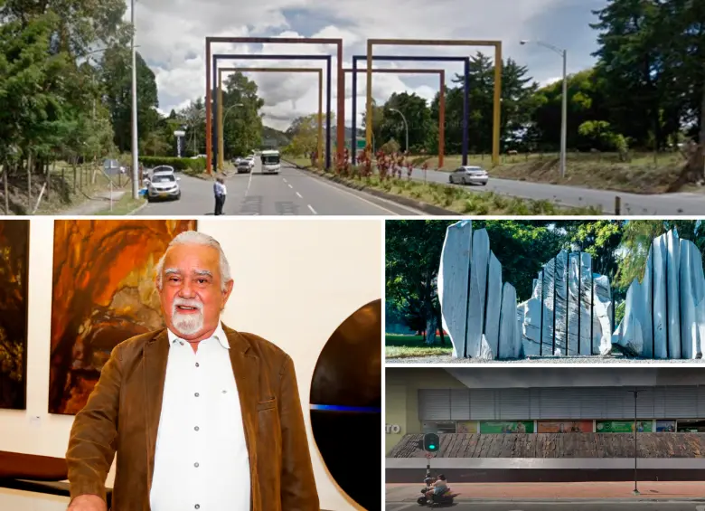 Hugo Zapata y algunas de sus obras más representativas en Medellín y Antioquia. FOTOS Archivo y cortesías