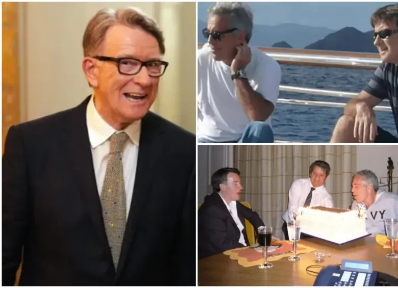 Peter Mandelson negó en varias ocasiones su amistad con el fallecido delincuente sexual estadounidense Jeffrey Epstein. FOTO: Departamento de Justicia de EE. UU. y Getty