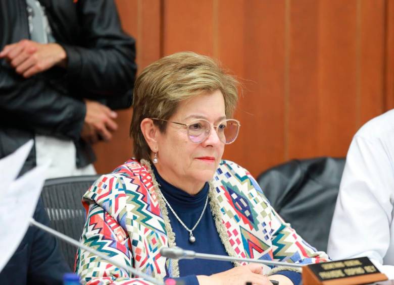 La ministra de Trabajo, Gloria Inés Ramírez, durante el debate de la reforma pensional. FOTO MINTRABAJO