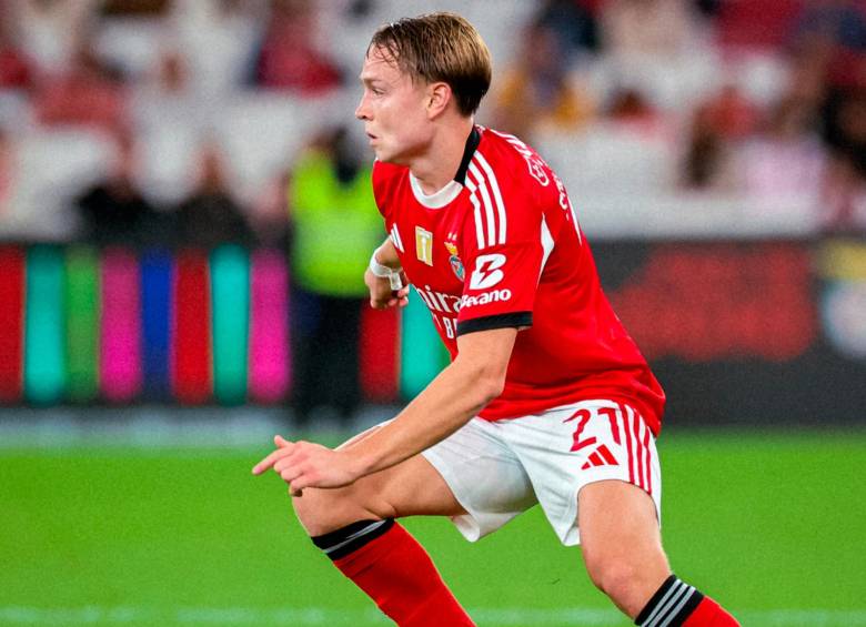 El futbolista noruego Andreas Schjelderup juega en el Benfica de Lisboa desde el 2023, cuando fue fichado por el cuadro portugués. Foto: tomada del x de @SLBenfica