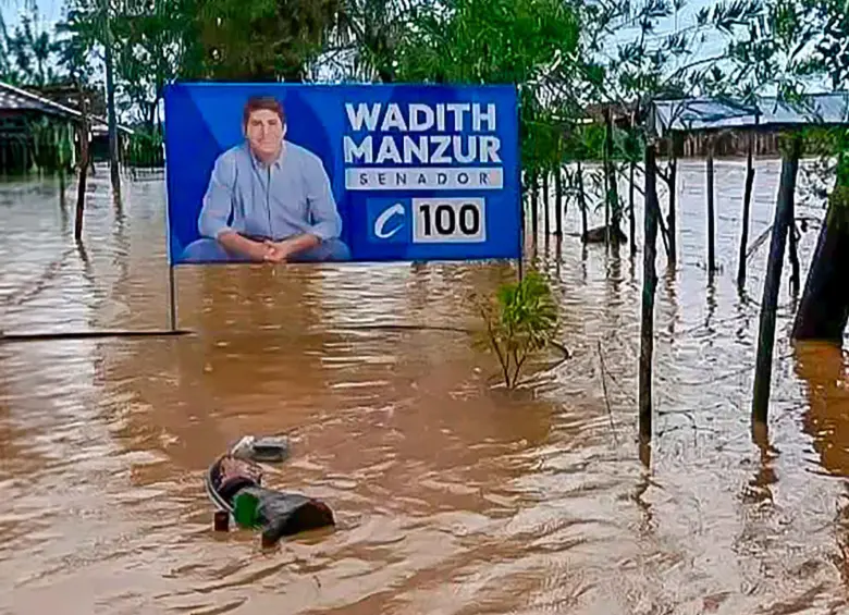En redes sociales circula esta imagen asociada a la campaña de Manzur en Córdoba. Aunque se desconoce su autoría, críticos aseguran que resume la realidad política que rodea al congresista. Foto: captura de video 