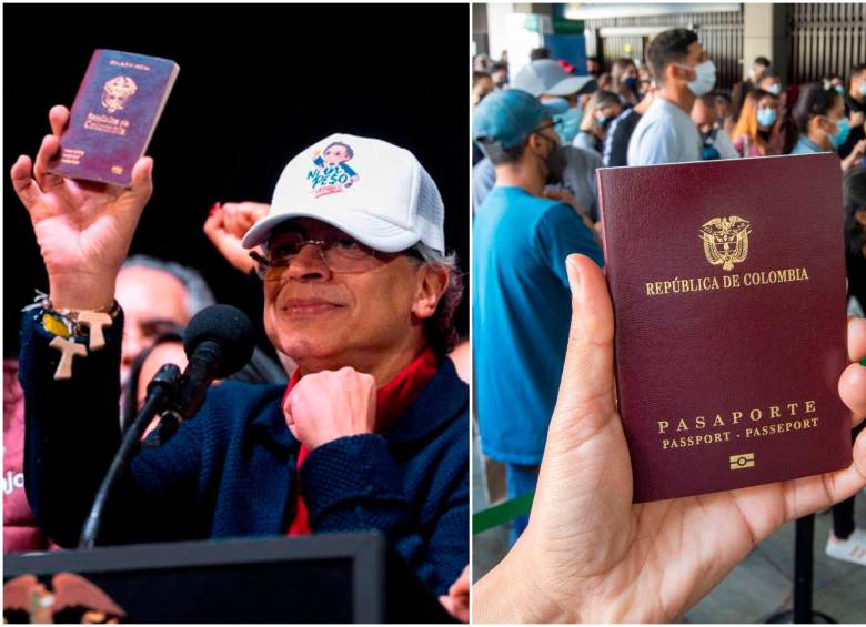 El presidente Gustavo Petro mostró cómo lucirá el nuevo pasaporte colombiano. FOTOS: Colprensa y archivo EL COLOMBIANO, Edwin Bustamante