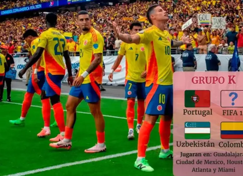 La Selección Colombia quedó en el grupo K del Mundial 2026. FOTO: Selección Colombia y El Colombiano