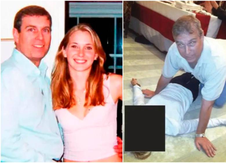 El expríncipe Andrés junto a Virginia Giuffre, la primera mujer que lo denunció; y una de las nuevas fotos que aparecieron de él en los archivos de Epstein. FOTOS: Cortesía Eliot Press/ The Grosby Group Exclusive y Departamento de Justicia de EE. UU.