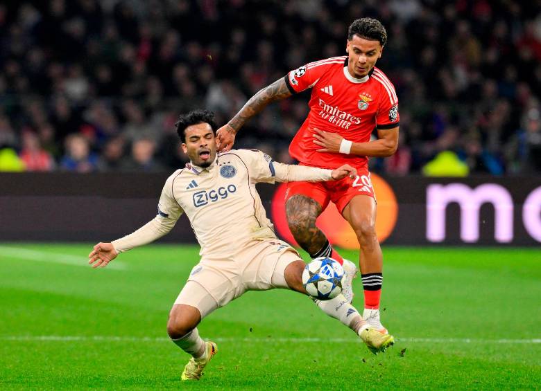 El Benfica de Richard Ríos alcanzó sus primeros tres puntos en Champions League. Foto: AFP. 