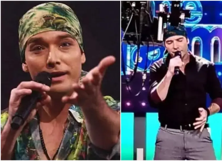 Alan en medio de sus presentaciones como Leonardo Favio en el programa de ‘Yo Me Llamo’ en Bolivia. FOTO: REDES SOCIALES
