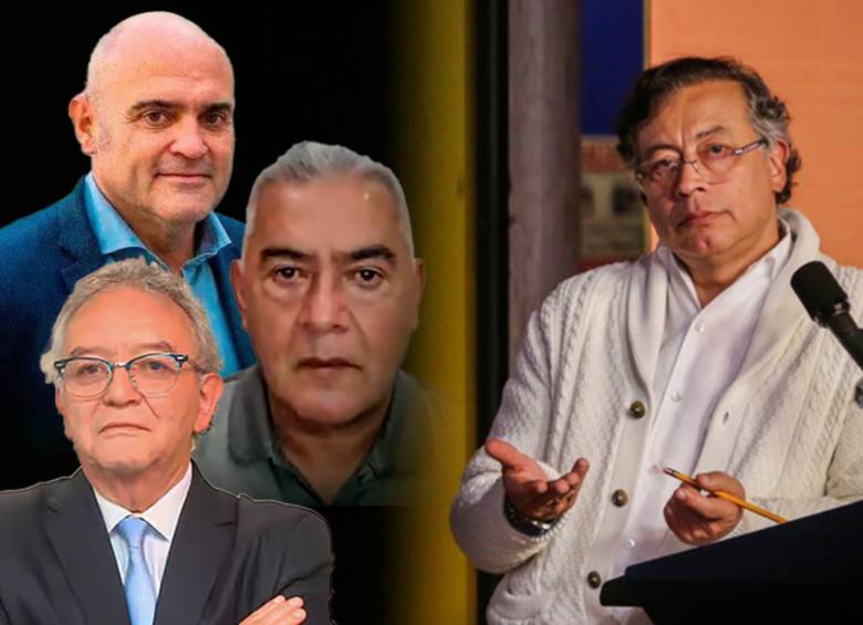 Presidente Gustavo Petro. El catalán Xavier Vendrell, a la derecha Jorge Lemus y abajo, Diego Marín alias Papá Pitufo. Foto: Colprensa y cortesía