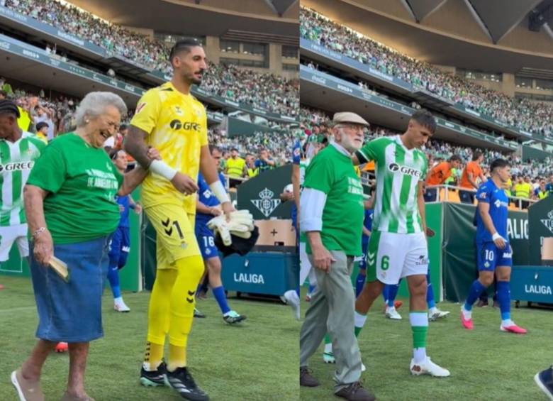 Los jugadores del club español le hicieron un homenaje a sus hinchas y socios más longevos. Foto: Captura de pantalla video @RealBetis