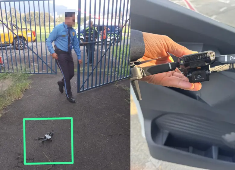 Un misterioso dron apareció en el hangar de la Gobernación de Antioquia. FOTO: GOBERNACIÓN DE ANTIOQUIA