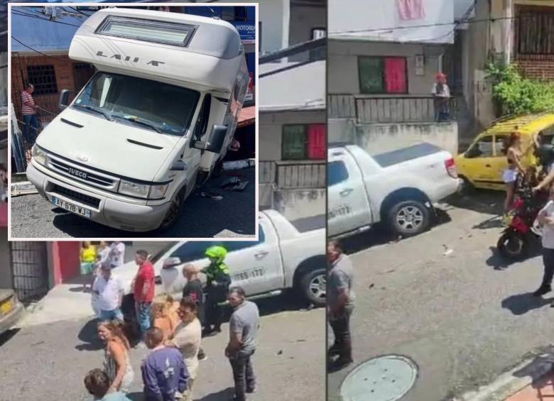 Adelante, el vehículo tipo casa rodante de matrícula europea colisionado. Atrás, el lugar donde ocurrió el accidente luego de que un conductor perdiera el control del vehículo. FOTOS: Captura de video y cortesía