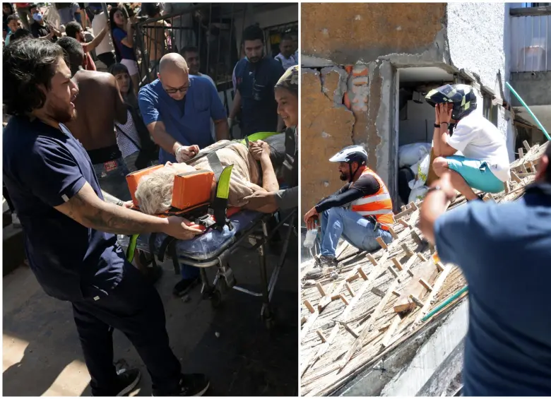 Personas heridas y familiares lamentándose tras el terremoto en las diferentes ciudades del país. FOTO: AFP
