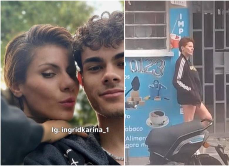 Ingrid Karina con su hijo y su nuevo ‘look’ en comparación con la del video grabada en Bogotá. FOTO: REDES SOCIALES