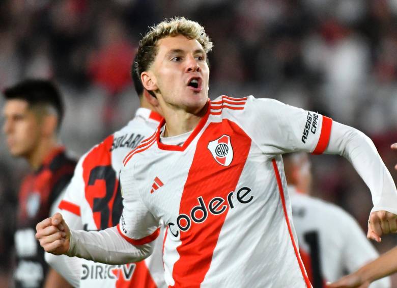 El delantero argentino Facundo Colidio, de 24 años, anotó doblete en el debut liguero del conjunto de Buenos Aires. FOTO: TOMADA DEL X DE @RiverPlate