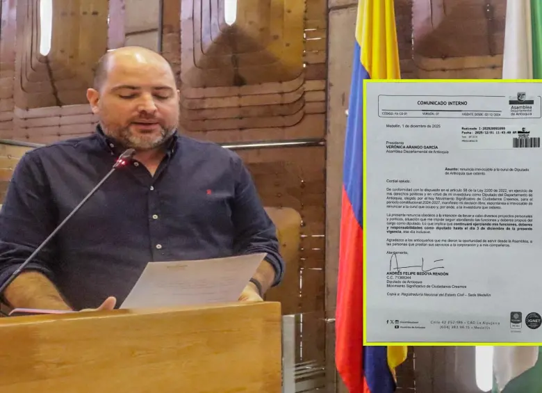 El diputado Bedoya Rendón en el recinto de la Asamblea. FOTO: imagen tomada de redes