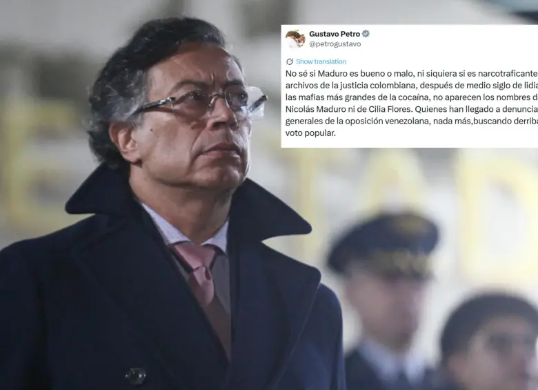 El presidente Gustavo Petro todavía no se decanta sobre si el líder del régimen venezolano Nicolás Maduro es o no culpable de los cargos que se le acusan. Foto: Colprensa/Redes Sociales. 