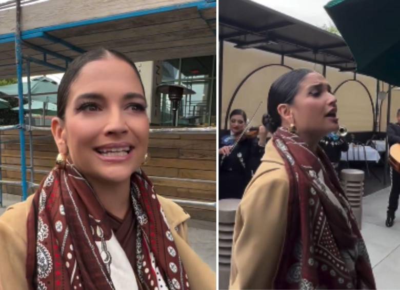 La artista española cantó frente al restaurante ubicado en Los Angeles en forma de protesta. FOTO: CAPTURA DE VIDEO