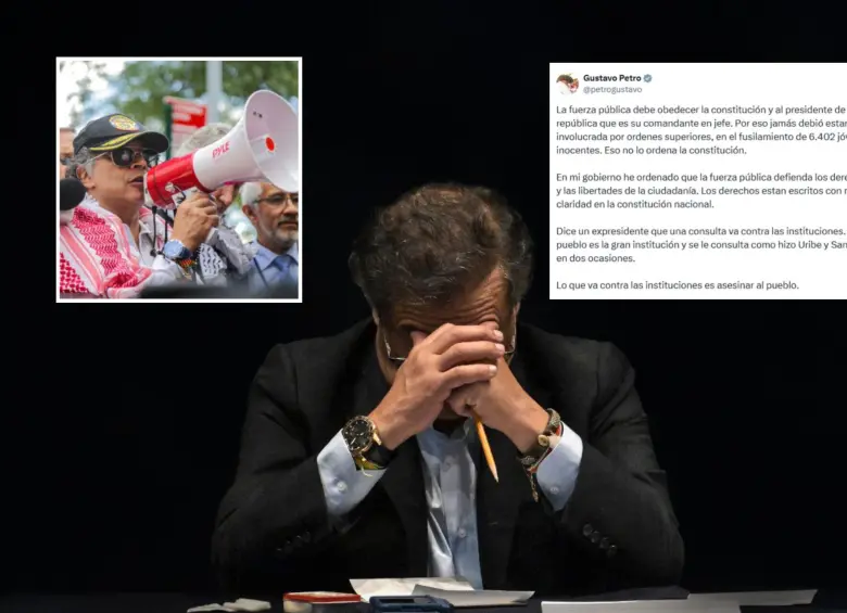 Gustavo Petro le pedía a los militares estadounidenses desobedecer a Trump. Meses atrás, en un trino aseguraba que la Fuerza Pública debía obedecer al presidente. FOTOS: AFP y tomada de X @petrogustavo