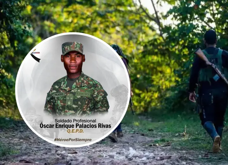 Óscar Enrique Palacios Rivas, soldado asesinado en un ataque con drones en Santa Rosa del Sur, Bolívar. Foto: Archivo / Ejército Nacional de Colombia