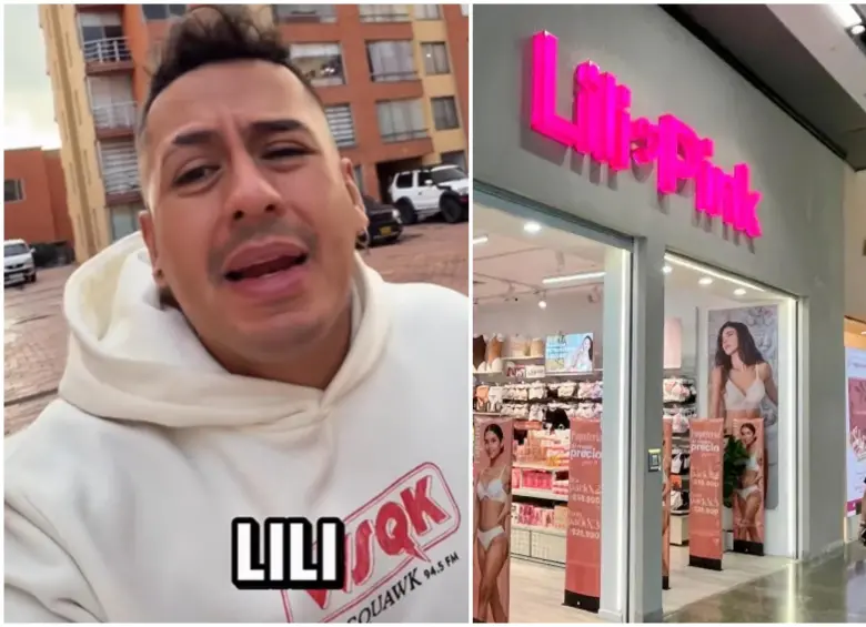 El influencer Miller y un almacén de Lili Pink. Contó su historia en un video en sus redes sociales. FOTO: Cortesía C.C. Cacique y redes sociales @millervisita