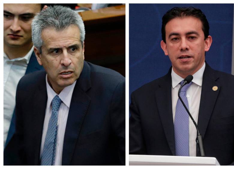 Vega (derecha) elevó un llamado a los actores que deben garantizar la seguridad del país para que tomen las medidas para el desarrollo del certamen democrático en el país. Velasco (izquierda) le respondió con pullas. FOTO: COLPRENSA