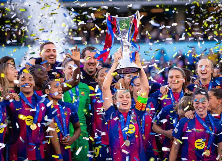 El equipo de Pere Romeu devoró al gigante francés, el Lyon, con un contundente 4-0 que sirve para borrar la espina del año pasado. FOTO: Tomada de redes sociales @FCBfemeni
