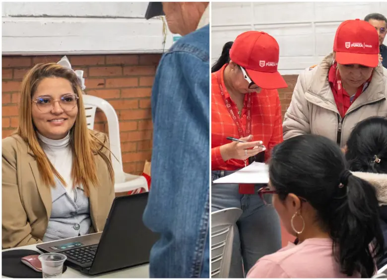Los habitantes de Funza, Cundinamarca, siendo atendidos por los miembros de la salud. FOTO: Alcaldía de Funza