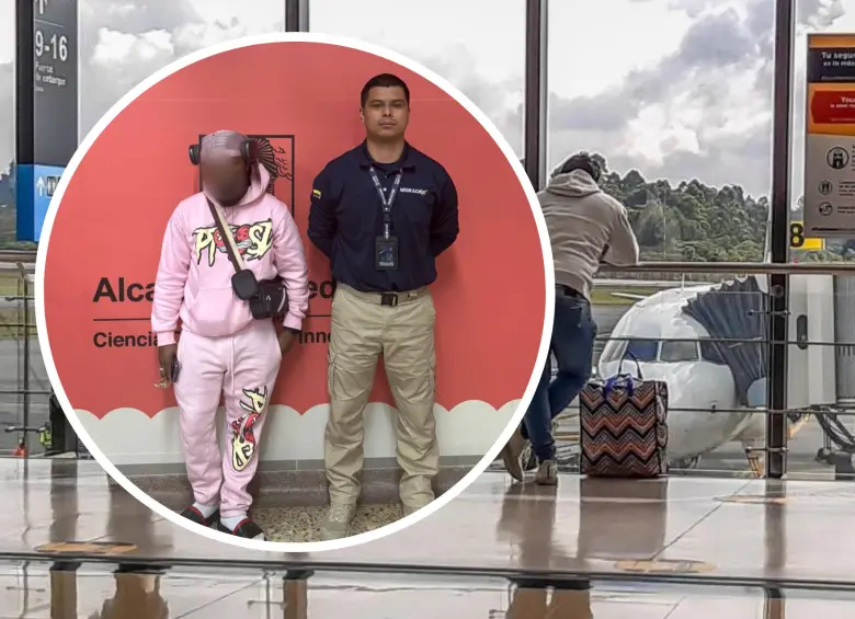 Extranjero inadmitido en el aeropuerto José María Córdova de Rionegro. Foto: cortesía Migración Colombia