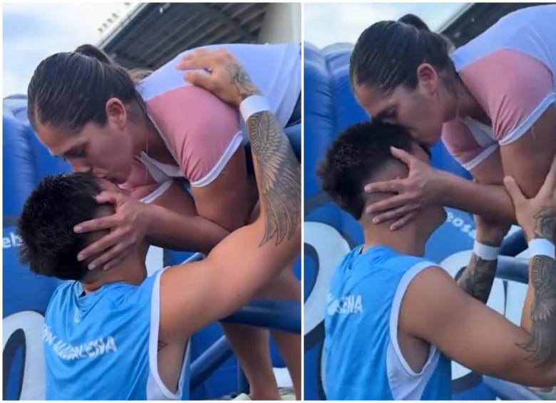 Valentín Escalante tras reencontrarse con su mamá. FOTO: Captura de video de redes sociales de @valenescalante_41