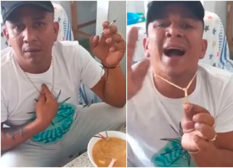 Ober Ricardo Martínez Gutiérrez, o el ‘Negro Óber’, en el video en el que amenazó a una fiscal tras las captura de su esposa en marzo de 2023. FOTOS: Captura de video