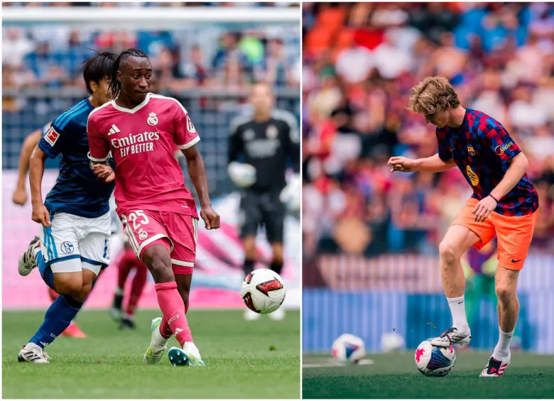 Yan Diomandé y Anthony Gordon debutaron con sus nuevos clubes. FOTOS: X Real Madrid y FCBarcelona