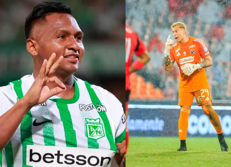 El delantero Alfredo Morelos termina contrato con Nacional el 31 de diciembre de este año. El arquero Washington Aguerre finaliza el mismo día su vínculo con el Medellín. Foto: Manuel Saldarriaga y Camilo Suárez