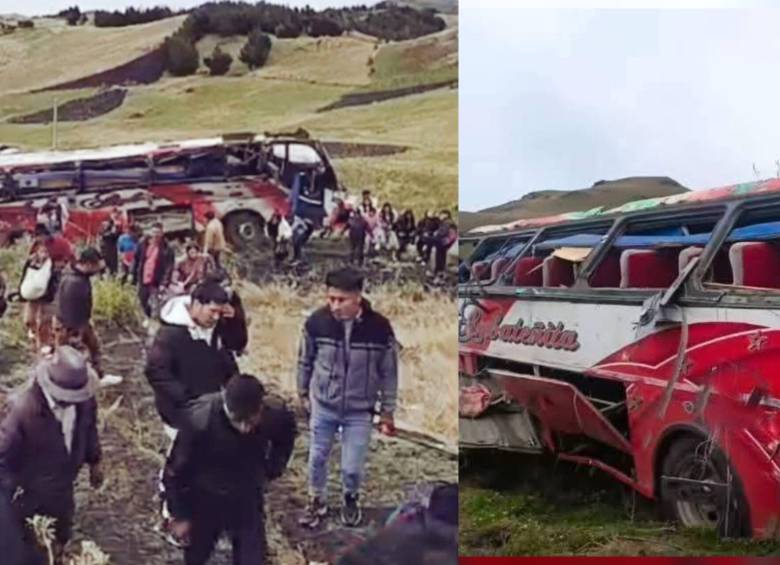 En el bus accidentado viajaban más de 60 personas. Foto: Redes sociales