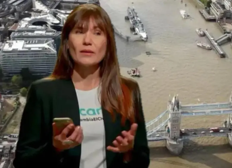 La empresaria se encuentra en Inglaterra a la espera de ser trasladada a Colombia para responder ante la justicia. Ella fue rescatada antes de saltar al río Támesis. FOTO: Getty y captura video de redes sociales